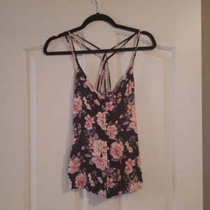 Black Floral Tank Top